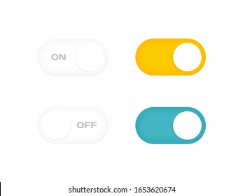 On and Off toggle switch buttons. Modern flat style vector illustration.