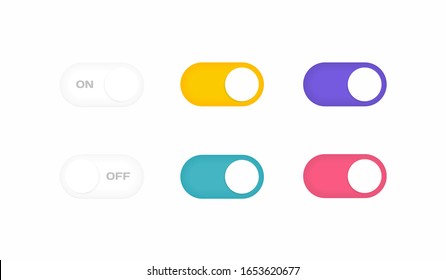 On and Off toggle switch buttons. Modern flat style vector illustration.