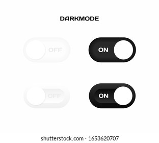 On and Off toggle switch buttons. Phone dark and light mode. Modern flat style vector illustration.