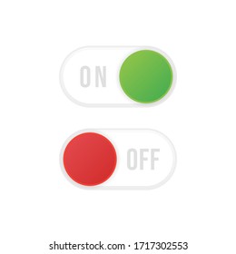 On and Off toggle switch buttons. Material design switch buttons set. Vector illustration.