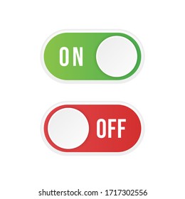 On and Off toggle switch buttons. Material design switch buttons set. Vector illustration.