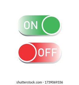 On and Off toggle switch buttons. Switch gradient icon. Flat UX UI design vector element set for website or mobile app. Web colored toggle template