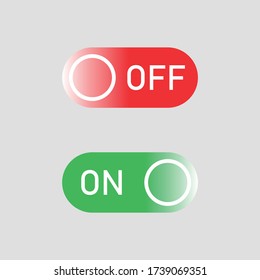 On and Off toggle switch buttons. Switch gradient icon. Flat UX UI design vector element set for website or mobile app. Web colored toggle template