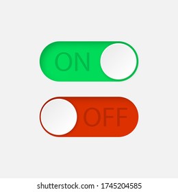 On and Off toggle switch buttons. Vector illustration.