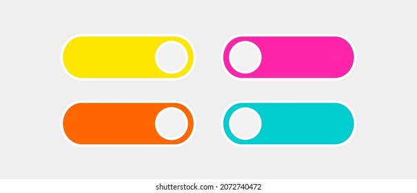 On and Off toggle switch buttons in modern flat style for UX UI phone design interface. Vector illustration isolated on light background 