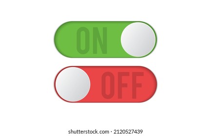 On and Off toggle switch buttons, Red and green switch buttons set