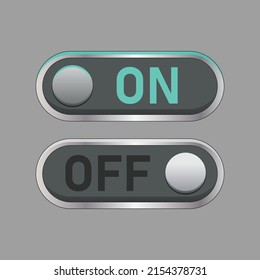 On and Off Toggle Switch Buttons with Lettering Modern Devices User Interface Mockup