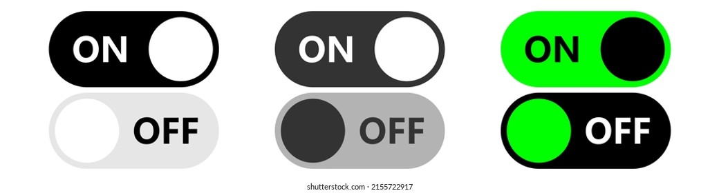 On and Off toggle switch buttons. Flat design switch buttons set. Vector illustration EPS 10