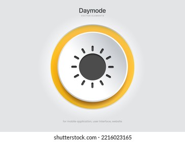On and off toggle switch buttons. Light and Dark mode buttons. Day and night mode switch buttons for mobile app, web design, animation.