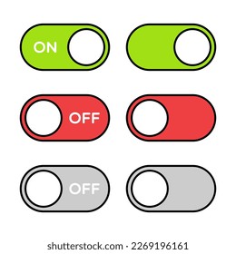 On and Off Toggle Switch Buttons With Outline