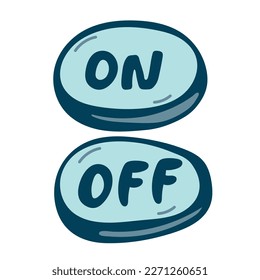 On and Off Toggle Switch Buttons with Lettering Modern Devices User Interface Mockup or Template - Green and Grey on White Background - Vector Gradient Graphic Design.
