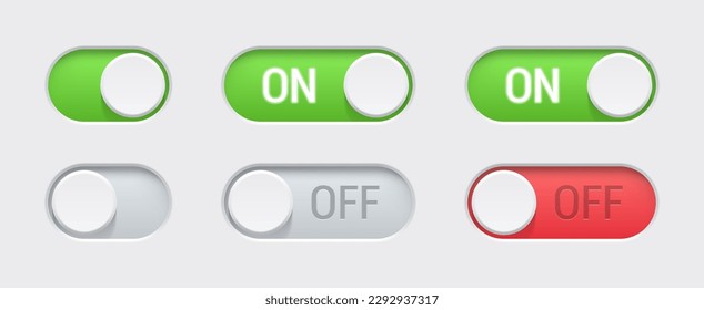 On and off toggle switch buttons. Flat vector illustration svg