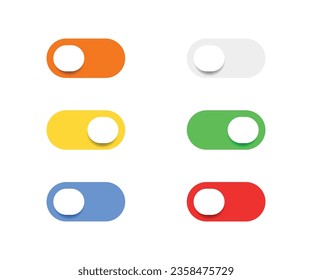 On and Off toggle switch buttons. Flat style switch buttons set vector illustration.