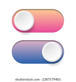 On and Off toggle switch buttons. Colorful gradient swap
