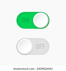 On and Off toggle switch buttons. Open and close button icons. UI Switch buttons set. Vector illustration