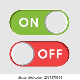 On and off toggle switch buttons vector illustration, Day and night mode switch button. Dark mode, light mode Icon. switch buttons set isolated. button switch symbol vector illustration. On Off sign.