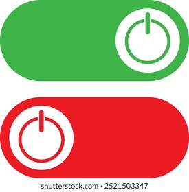 On and Off toggle switch buttons. Switch buttons ON OFF isolated. Modern web and mobile app switch button interface elements.