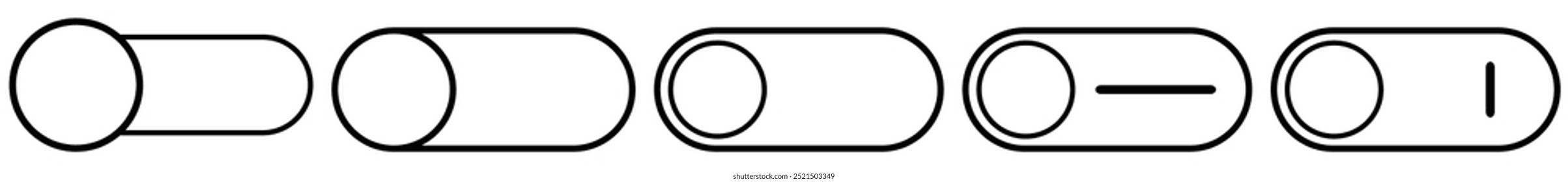On and Off toggle switch buttons. Switch buttons ON OFF isolated. Modern web and mobile app switch button interface elements.