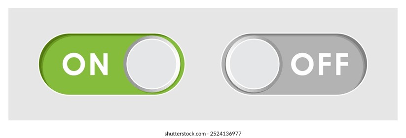 On and off toggle switch buttons vector illustration, Day and night mode switch button. Dark mode, light mode Icon. switch buttons set isolated. button switch symbol vector illustration. On Off sign.