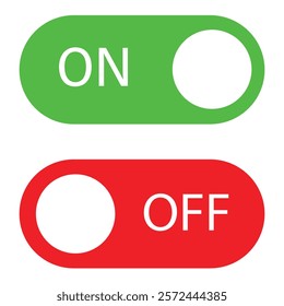 On and Off Toggle Switch Buttons with Lettering Modern Devices User Interface Mockup or Template - Green and red on White Background - Gradient Graphic Design