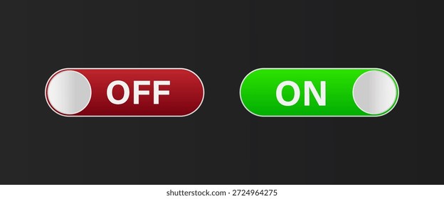 Botones de interruptor de palanca de encendido y apagado. Conjunto de Botones de interruptor de diseño de materiales. Ilustración vectorial.