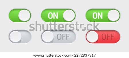 On and off toggle switch buttons. Flat vector illustration