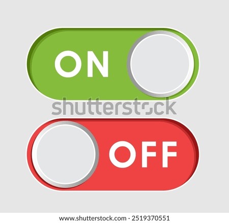 On and off toggle switch buttons vector illustration, Day and night mode switch button. Dark mode, light mode Icon. switch buttons set isolated. button switch symbol vector illustration. On Off sign.