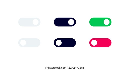 On, Off toggle switch icons set on background. Active and inactive sign for your ui design. Vector illustration