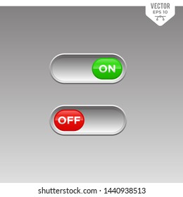 On and Off toggle switch. Slider type button icon  3D style vector