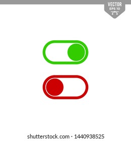 On and Off toggle switch. Slider type button icon  flat style vector