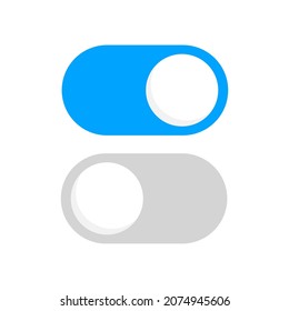 On and Off Toggle Switch. Slider buttons to turn on and off. Modern toggle switches for user interface on a device. Power control switch. Vector illustration.