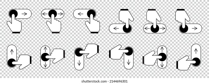 On Off Toggle Switch Slider Button Set - Different Vector Illustrations Isolated On Transparent Background