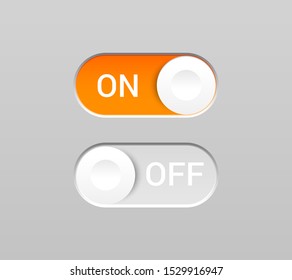 Encendido y apagado toggles concepto con botones de interruptor e inscripciones en un estilo realista. Ilustración vectorial aislada