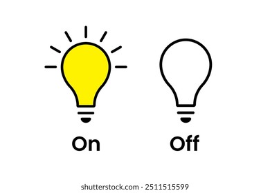 On and Off Vector Bulb Graphic Vector Graphic of On and Off Light Bulb innovative electricity light bulb