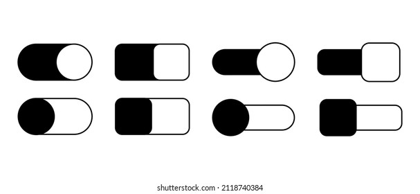 On and Off vetor switch toggle buttons. Black and white colors