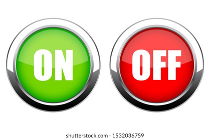 On off web buttons on white background