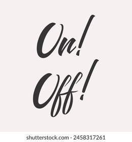 On off words lettering card