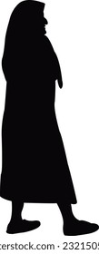 on old woman walking body silhouette vector