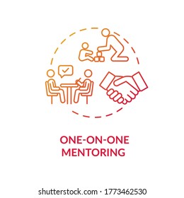 On on one mentoring concept icon. Traditional mentorship model. Professional development with personal trainer idea thin line illustration. Vector isolated outline RGB color drawing