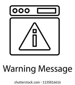 
On an online page a triangle with warning sign showing icon for warning message 
