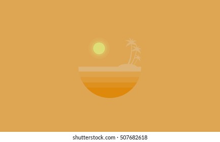 On orange backgrounds seaside scenery silhouettes