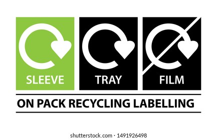 On Pack Recycling Labels vector symbol design