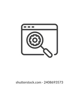 On Page SEO line icon. linear style sign for mobile concept and web design. A web page content optimization outline vector icon. Symbol, logo illustration. Vector graphics