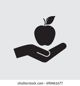 On the palm of your hand, vector icon