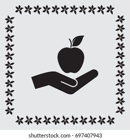 On the palm of your hand, vector icon