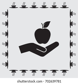 On the palm of your hand, vector icon