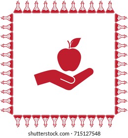 On the palm of your hand, vector icon