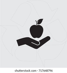 On the palm of your hand, vector icon