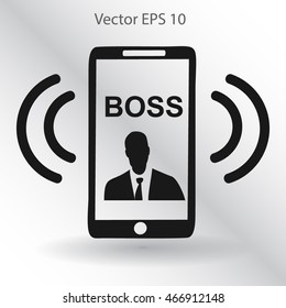 On the phone rings boss vector icon