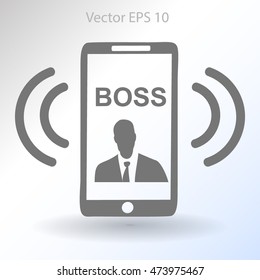 On the phone rings boss vector icon
